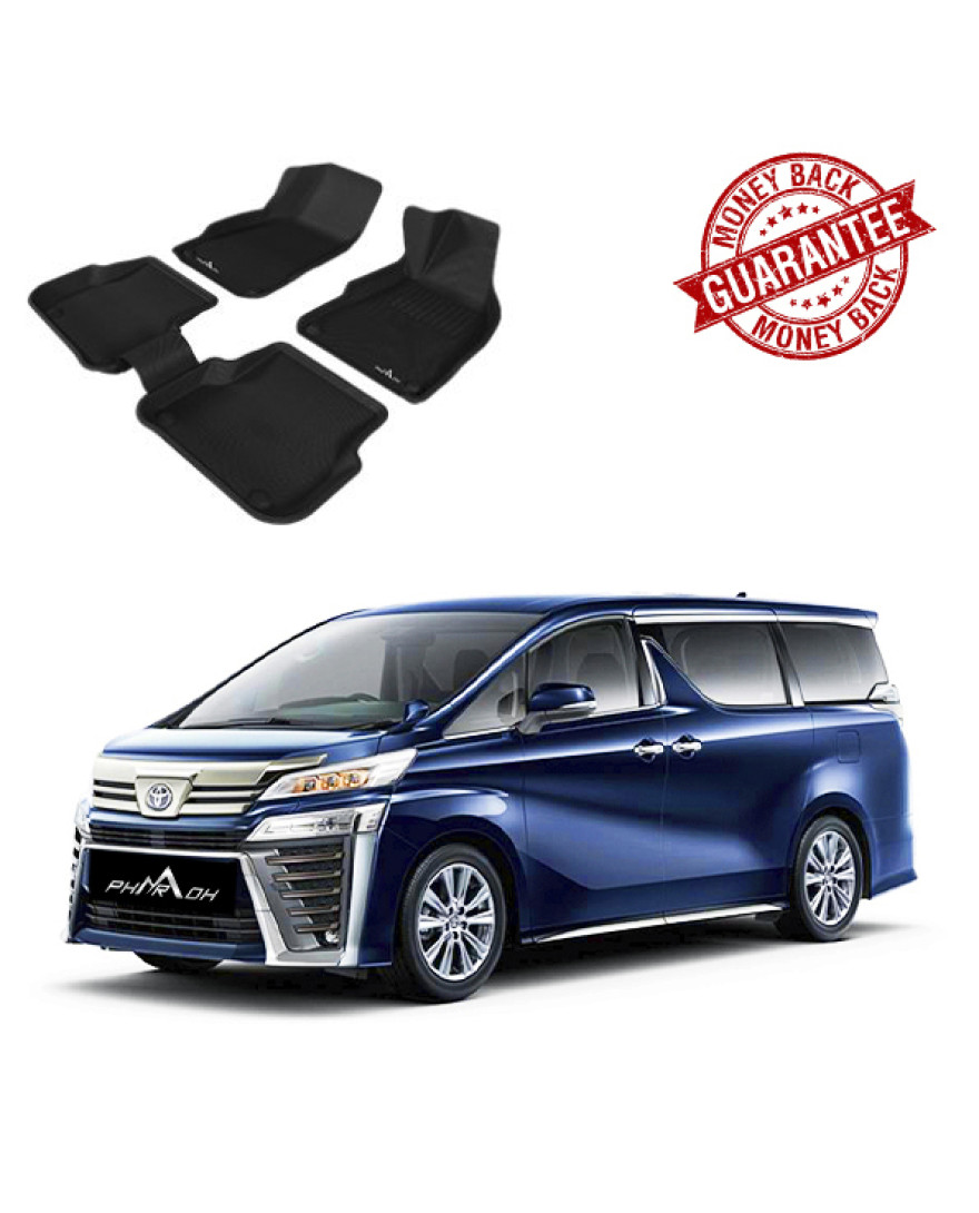 3D Kagu Floor Mat For Toyota Alphard/Vellfire AH30 7 Seater Only |  2020 to 2023 | Complete Set | Custom Fit | BLACK